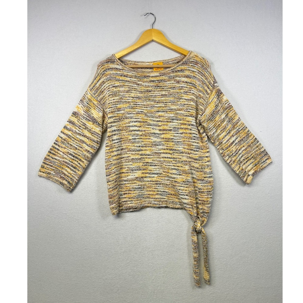 Ruby Rd Womens Sweater Knit Multi Color Tie Side Boat Neck‎ 3/4 Sleeve Top S